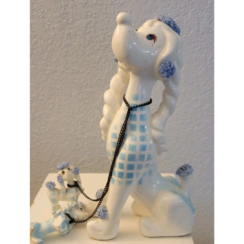 Vtg. 50s Kreiss & Company Poodle w/Puppies on Chain Leash Made in Japan - Picture 8 of 16